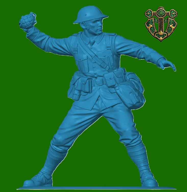 Vista 3 de WW1 British Soldier Throwing a Grenade