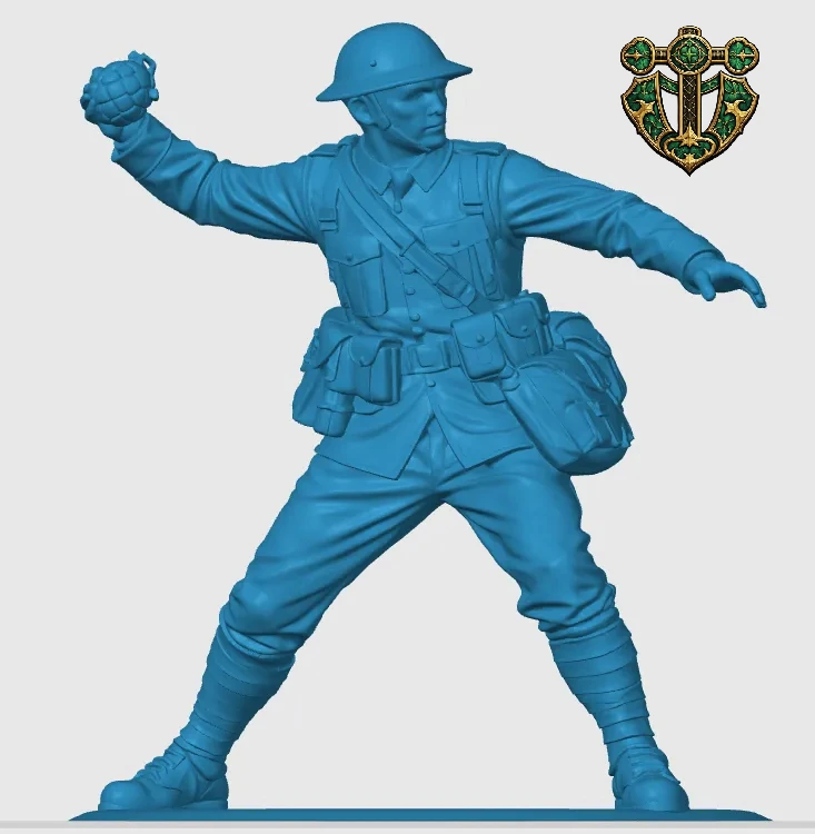 Vista 5 de WW1 British Soldier Throwing a Grenade