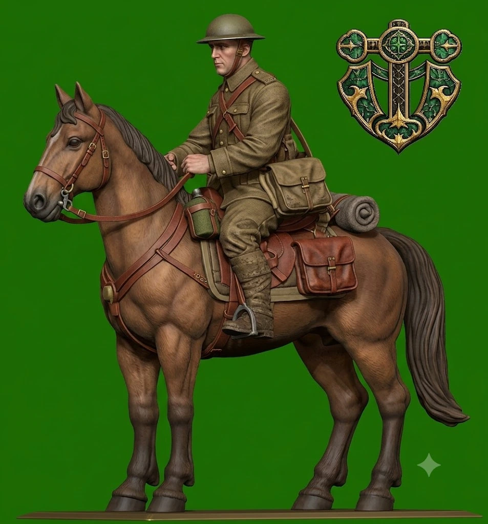 Vista 2 de WW1 British Courier on Horseback