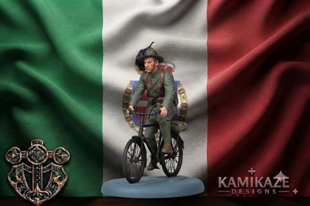 WWI Italian Bersagliere on bicycle