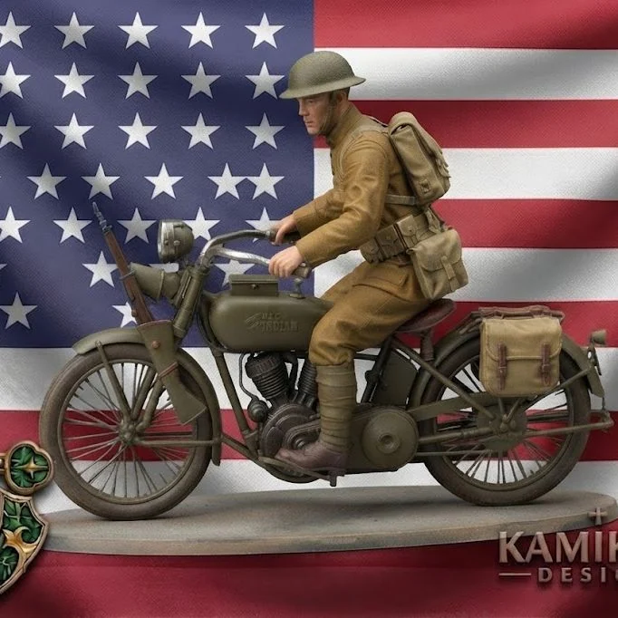 WWI American Courier on Motorbike